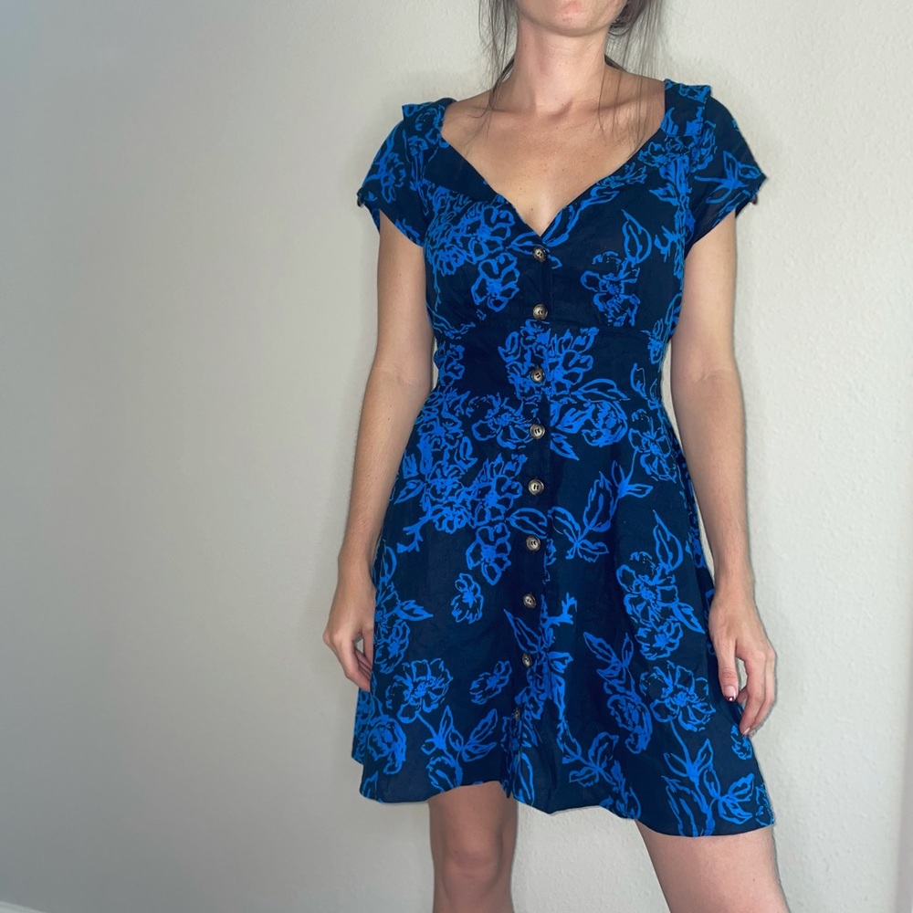 Free People Thing Called Love Blue Floral Dress